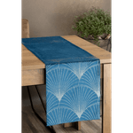 Casa si Gradina - Textile si covoare - Textile bucatarie - Fete de masa - Fata de masa BLINK 14 din catifea cu model evantai art deco, 35 x 140 cm, albastru - Infinity.ro