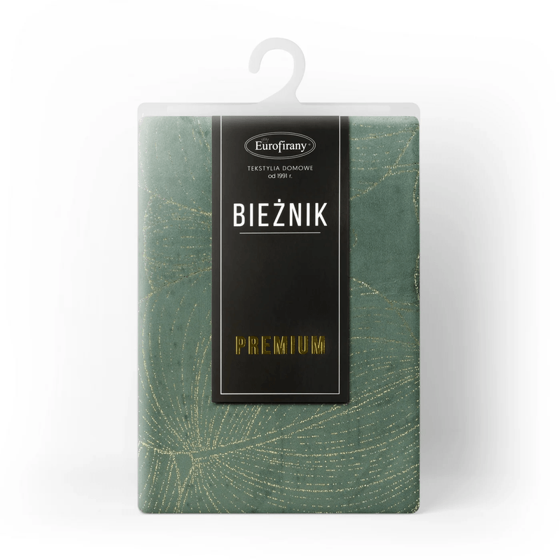 Casa si Gradina - Textile si covoare - Textile bucatarie - Fete de masa - Fata de masa BLINK 16 din catifea cu model botanic tip frunze, 35 x 140 cm, verde - Infinity.ro