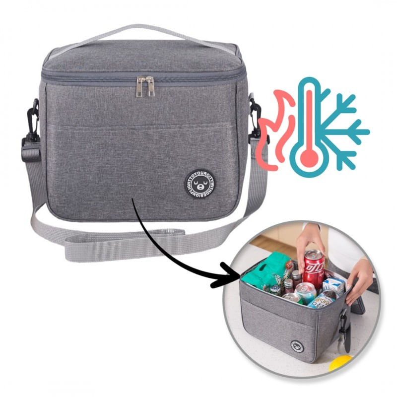 Sport si Outdoor - Camping - Bucatarie de camping - Cutii si genti frigorifice - Geanta termica pentru transportul alimentelor, LUNCH BOX, 29x20x21 cm, gri - Infinity.ro