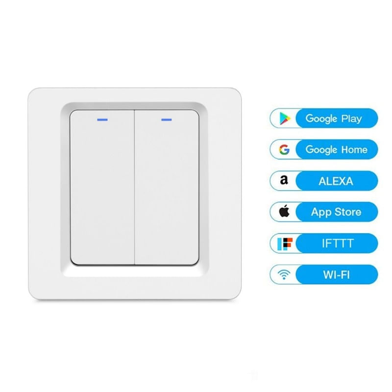 Casa si Gradina - Electrice - Distributie electrica si comanda - Intrerupatoare - Intrerupator Smart Techstar®, Wireless 2.4GHz, Button cu Revenire, Design Classic, Iluminare LED, 2 Faze, cu NUL, Alb - Infinity.ro