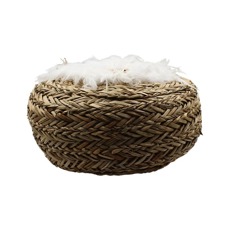 Fashion, accesorii si bijuterii - Femei - Accesorii femei - Genti si rucsacuri femei - Geanta Boho din Fibre Naturale cu Scoici si Pene – Hoff Interieur, alb - Infinity.ro