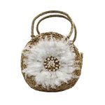 Fashion, accesorii si bijuterii - Femei - Accesorii femei - Genti si rucsacuri femei - Geanta Boho din Fibre Naturale cu Scoici si Pene – Hoff Interieur, alb - Infinity.ro