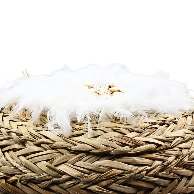 Fashion, accesorii si bijuterii - Femei - Accesorii femei - Genti si rucsacuri femei - Geanta Boho din Fibre Naturale cu Scoici si Pene – Hoff Interieur, alb - Infinity.ro