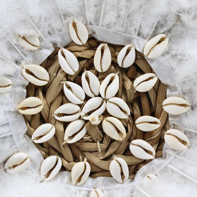 Fashion, accesorii si bijuterii - Femei - Accesorii femei - Genti si rucsacuri femei - Geanta Boho din Fibre Naturale cu Scoici si Pene – Hoff Interieur, alb - Infinity.ro
