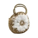 Fashion, accesorii si bijuterii - Femei - Accesorii femei - Genti si rucsacuri femei - Geanta Boho din Fibre Naturale cu Scoici si Pene – Hoff Interieur, alb - Infinity.ro