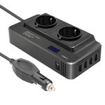 Auto si Moto - Reparatii si depanare - Invertoare auto - Invertor de putere cu unda sinusoidala Techstar®, 200W, DC12V la AC220V, Afisaj LCD, 2 prize AC EU, 4 Porturi USB - Infinity.ro