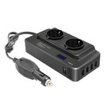 Auto si Moto - Reparatii si depanare - Invertoare auto - Invertor de putere cu unda sinusoidala Techstar®, 200W, DC12V la AC220V, Afisaj LCD, 2 prize AC EU, 4 Porturi USB - Infinity.ro