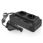 Auto si Moto - Reparatii si depanare - Invertoare auto - Invertor de Putere Sinusoidal Techstar®, 200W~400W, 12V la 220V – 2 Prize AC EU, 2 Porturi USB QC si 1 USB-C, cu Afisaj - Infinity.ro