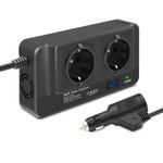 Auto si Moto - Reparatii si depanare - Invertoare auto - Invertor de Putere Sinusoidal Techstar®, 200W~400W, 12V la 220V – 2 Prize AC EU, 2 Porturi USB QC si 1 USB-C, cu Afisaj - Infinity.ro