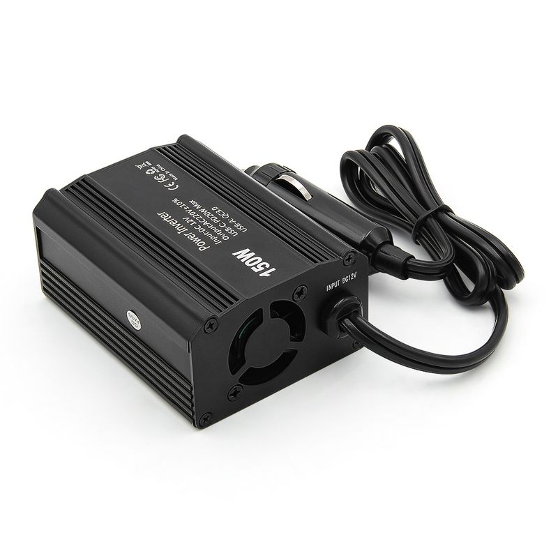 Auto si Moto - Reparatii si depanare - Invertoare auto - Invertor de Putere Auto Techstar® 150W - 12V DC la 220V AC, cu Porturi USB-C si USB-A pentru Incarcare Rapida - Infinity.ro