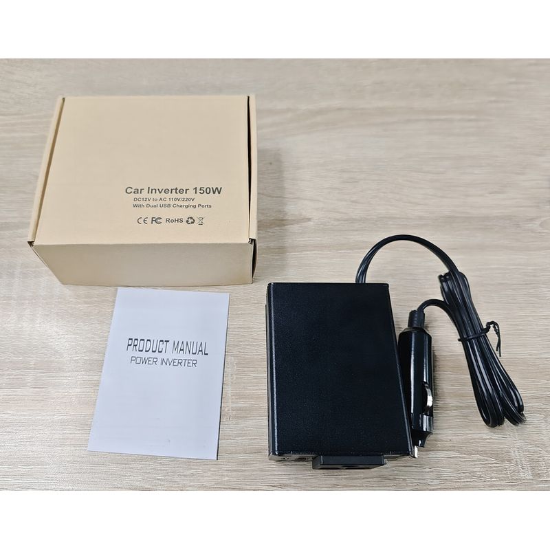 Auto si Moto - Reparatii si depanare - Invertoare auto - Invertor de Putere Auto Techstar® 150W - 12V DC la 220V AC, cu Porturi USB-C si USB-A pentru Incarcare Rapida - Infinity.ro