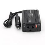 Auto si Moto - Reparatii si depanare - Invertoare auto - Invertor de Putere Auto Techstar® 150W - 12V DC la 220V AC, cu Porturi USB-C si USB-A pentru Incarcare Rapida - Infinity.ro