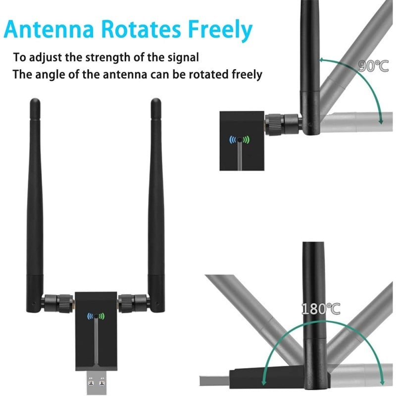 PC, gaming si accesorii - Retelistica - Wireless - Adaptoare wireless - Adaptor Wireless Techstar® AC 1200 Dual-Band, 1200Mbps, USB 3.0, 2.4G/5G, Long Range, 2 Antene, Negru - Infinity.ro