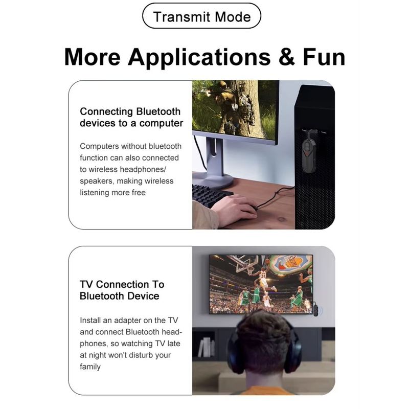 TV, Audio-Video si Foto - Accesorii TV si audio - Cabluri si adaptoare audio - Transmitator si Receptor Audio Techstar M126 cu Bluetooth 5.4, Wireless, Portabil, Compatibil TV, PC, Boxe, Casti, Aux - Infinity.ro