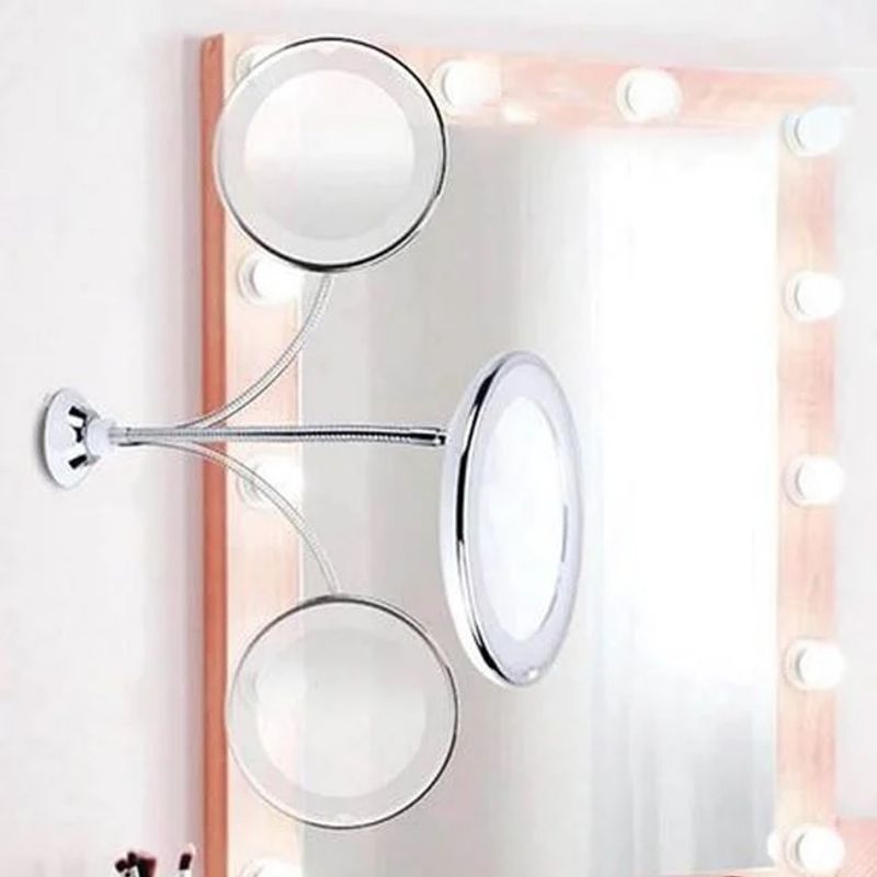 Ingrijire personala si Cosmetice - Machiaj - Oglinzi cosmetice - Oglinda cu 10x Marire, 21 de Becuri LED, 21×9.5×23 cm, alb - Infinity.ro
