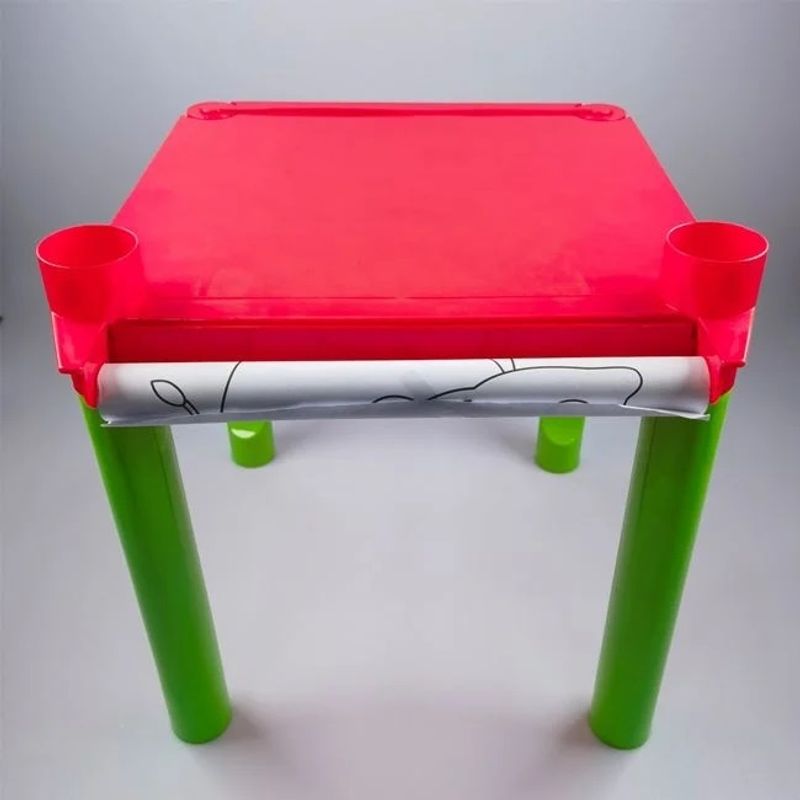 Jucarii, Copii si Bebe - Jucarii si jocuri - Jucarii & jocuri educative - Seturi pictura si desen - Masa de Colorat, cu Creioane Colorate si Autocolante, 41.5x38x39cm - Infinity.ro