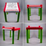 Jucarii, Copii si Bebe - Jucarii si jocuri - Jucarii & jocuri educative - Seturi pictura si desen - Masa de Colorat, cu Creioane Colorate si Autocolante, 41.5x38x39cm - Infinity.ro