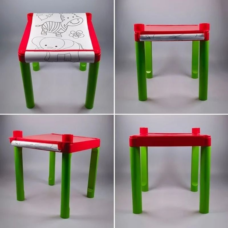 Jucarii, Copii si Bebe - Jucarii si jocuri - Jucarii & jocuri educative - Seturi pictura si desen - Masa de Colorat, cu Creioane Colorate si Autocolante, 41.5x38x39cm - Infinity.ro