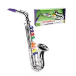 Jucarii, Copii si Bebe - Jucarii si jocuri - Jucarii de rol - Instrumente muzicale de jucarie - Saxofon de jucarie, cu 8 taste, pentru copii 2+ ani, din ABS, 35cm lungime, argintiu - Infinity.ro
