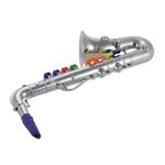 Jucarii, Copii si Bebe - Jucarii si jocuri - Jucarii de rol - Instrumente muzicale de jucarie - Saxofon de jucarie, cu 8 taste, pentru copii 2+ ani, din ABS, 35cm lungime, argintiu - Infinity.ro