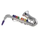 Jucarii, Copii si Bebe - Jucarii si jocuri - Jucarii de rol - Instrumente muzicale de jucarie - Saxofon de jucarie, cu 8 taste, pentru copii 2+ ani, din ABS, 35cm lungime, argintiu - Infinity.ro