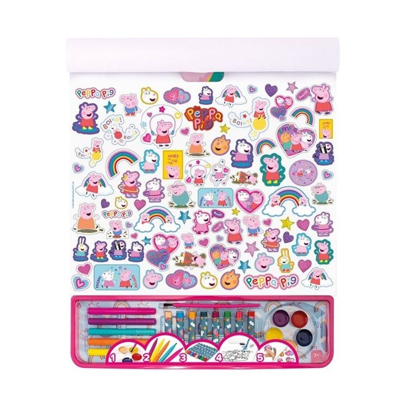 Carti si Birotica - Carti - Carti pentru copii - Carti de colorat - Set de Colorat bloc mare, 5 in 1, Peppa Pig, cu accesorii, 3ani+, 42x35x1.2cm - Infinity.ro