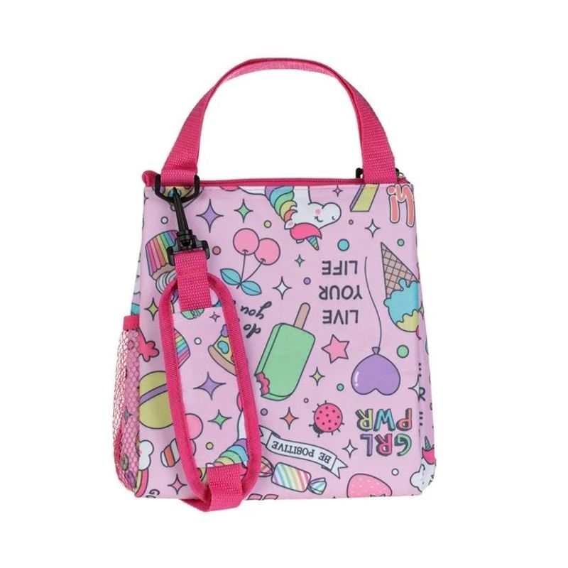 Fashion, accesorii si bijuterii - Copii - Accesorii copii - Genti si rucsacuri copii - Geanta Izoterma pentru fete, cu Unicorni, 8L, 23x14x25cm, roz - Infinity.ro