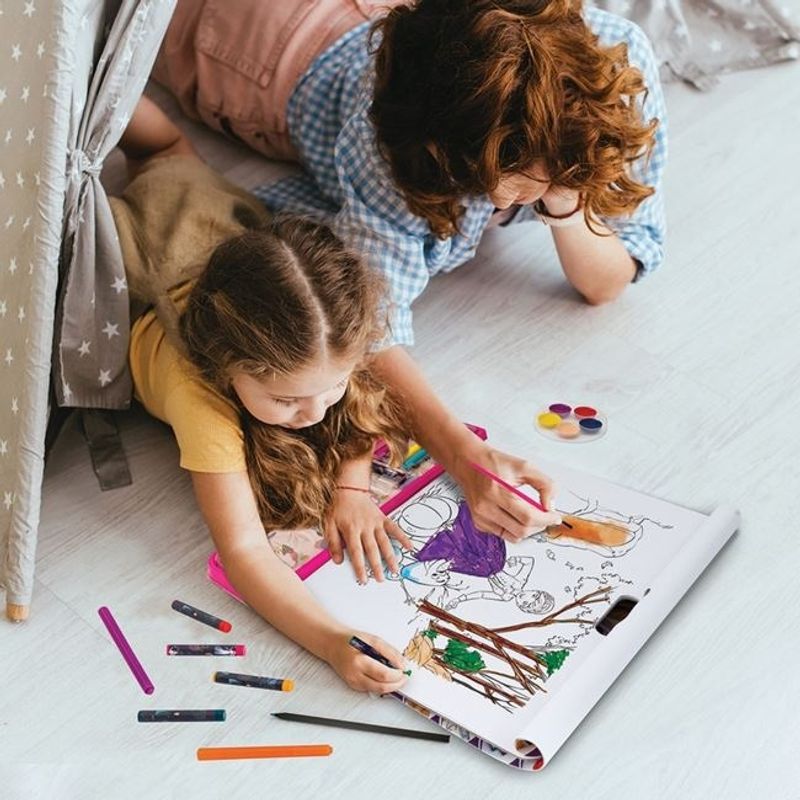 Jucarii, Copii si Bebe - Jucarii si jocuri - Jucarii & jocuri educative - Seturi pictura si desen - Set de Colorat Bloc mare, Frozen, 5 in 1, 3ani+, 35x1x42cm - Infinity.ro