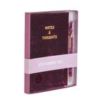 Carti si Birotica - Papetarie - Agende si calendare - Agende si carnete - Set de Birou cu Carnet Catifelat, Pix si 2 Agrafe, 4 Bucati, 18x2x22cm - Infinity.ro