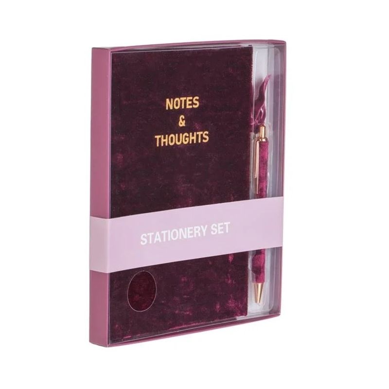 Carti si Birotica - Papetarie - Agende si calendare - Agende si carnete - Set de Birou cu Carnet Catifelat, Pix si 2 Agrafe, 4 Bucati, 18x2x22cm - Infinity.ro