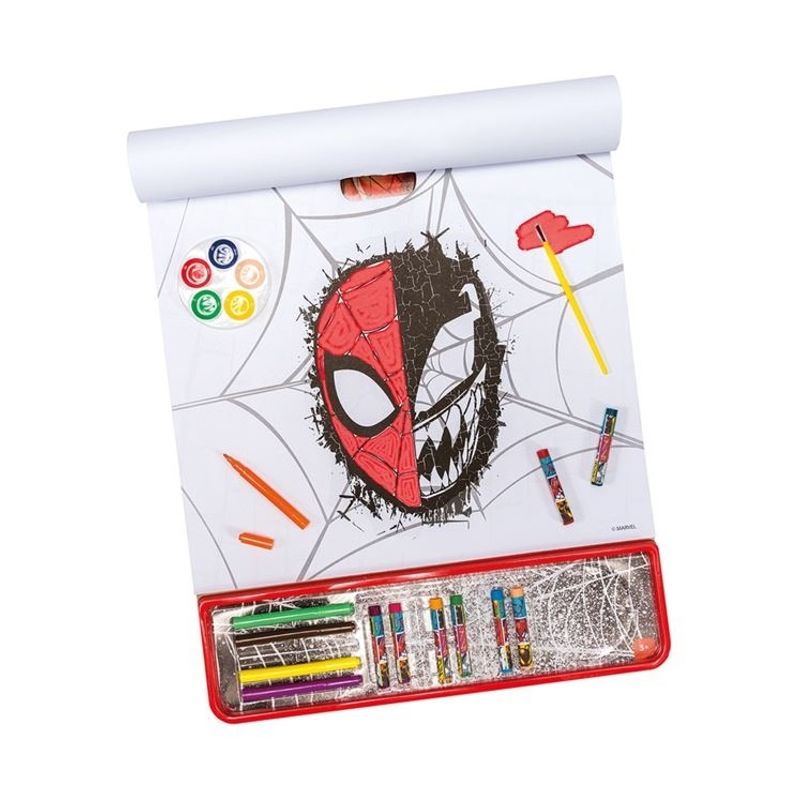 Jucarii, Copii si Bebe - Jucarii si jocuri - Jucarii & jocuri educative - Seturi pictura si desen - Set de Colorat Bloc Mare, Spiderman, 5 in1, cu Accesorii, 3ani+, 35x1.2x42 cm - Infinity.ro