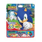 Jucarii, Copii si Bebe - Jucarii si jocuri - Jucarii & jocuri educative - Seturi pictura si desen - Set de Colorat Bloc mare, model Sonic, 5 in 1 cu Accesorii, 3ani+, 35x1x42 cm - Infinity.ro