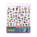 Jucarii, Copii si Bebe - Jucarii si jocuri - Jucarii & jocuri educative - Seturi pictura si desen - Set de Colorat Bloc mare, model Sonic, 5 in 1 cu Accesorii, 3ani+, 35x1x42 cm - Infinity.ro