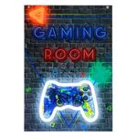 Casa si Gradina - Decoratiuni - Tablouri - Tablou decorativ acrilic, cu model gaming si lumini LED Neon, 23.8x34 cm, multicolor - Infinity.ro