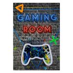 Casa si Gradina - Decoratiuni - Tablouri - Tablou decorativ acrilic, cu model gaming si lumini LED Neon, 23.8x34 cm, multicolor - Infinity.ro