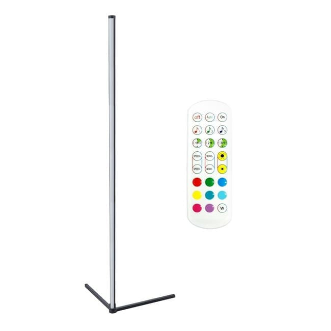 Lampadar decorativ de podea, LED-uri RGB, eglarea luminozitatii si a culorilor, 28x2.3x140 cm, negru