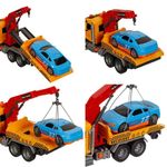 Jucarii, Copii si Bebe - Jucarii si jocuri - Vehicule si jucarii cu telecomanda - Utilaje constructie de jucarie - Camion macara cu platforma si masina, cu lumina si sunet, 42x14x21cm, multicolor - Infinity.ro