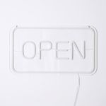 Casa si Gradina - Corpuri si surse de iluminat - Veioze si lampi - Veioze - Lampa LED neon, model cu scris OPEN, cu cablu de 1.8M inclus, 41x23.5 cm, transparent - Infinity.ro