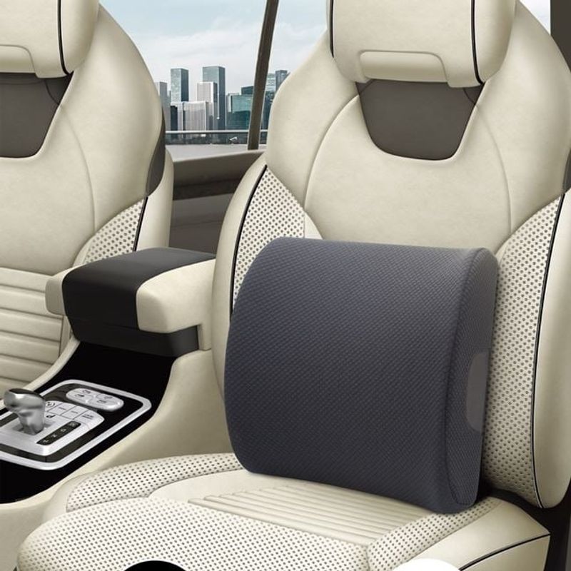 Casa si Gradina - Textile si covoare - Perne si pilote - Perne - Perna Lombara, pentru Masina, husa reglabila, spuma cu memorie, 34x34x12 cm, negru - Infinity.ro