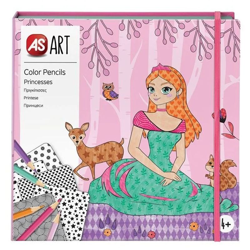 Carti si Birotica - Carti - Carti pentru copii - Carti de colorat - Set de Colorat cu Creioane Colorate, Printese, 20buc - Infinity.ro