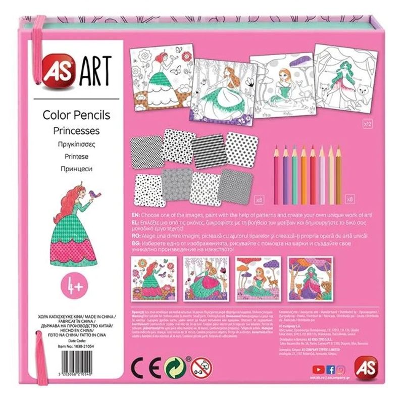 Carti si Birotica - Carti - Carti pentru copii - Carti de colorat - Set de Colorat cu Creioane Colorate, Printese, 20buc - Infinity.ro