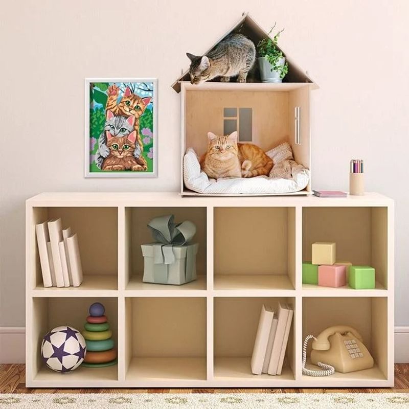 Jucarii, Copii si Bebe - Jucarii si jocuri - Jucarii & jocuri educative - Seturi pictura si desen - Kit Pictura si Rama cu Numere, Funny Kitties - Infinity.ro