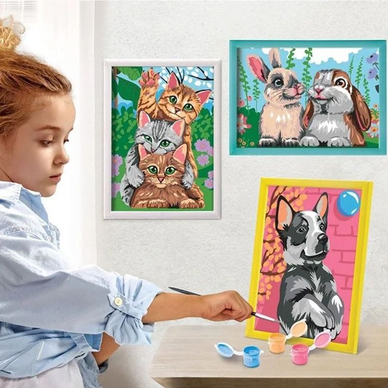 Jucarii, Copii si Bebe - Jucarii si jocuri - Jucarii & jocuri educative - Seturi pictura si desen - Kit Pictura si Rama cu Numere, Funny Kitties - Infinity.ro