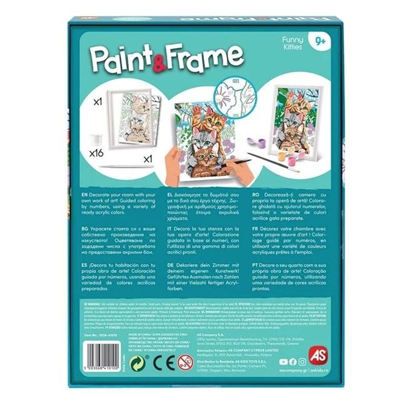 Jucarii, Copii si Bebe - Jucarii si jocuri - Jucarii & jocuri educative - Seturi pictura si desen - Kit Pictura si Rama cu Numere, Funny Kitties - Infinity.ro