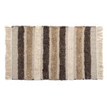 Casa si Gradina - Textile si covoare - Covoare - Covoare casa - Covoras decorativ pentru iarna, din bumbac, model cu dungi reliefate si franjuri, 100x70 cm, maro/bej - Infinity.ro