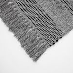 Casa si Gradina - Textile si covoare - Covoare - Covoare casa - Covoras decorativ pentru iarna, din bumbac, model cu dungi late si franjuri, 130x90 cm, gri/negru - Infinity.ro