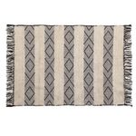 Casa si Gradina - Textile si covoare - Covoare - Covoare casa - Covoras decorativ pentru iarna, din bumbac, model traditional cu franjuri, 110x80 cm, bej / negru - Infinity.ro