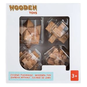 Puzzle Logic din Lemn, 4 Forme 3D, 54 de piese