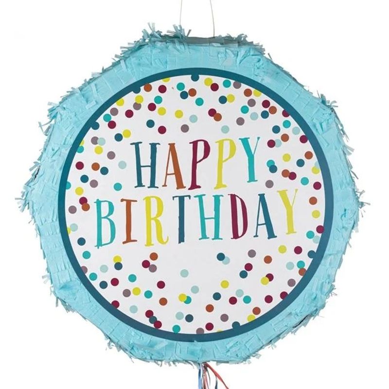 Casa si Gradina - Decoratiuni - Decoratiuni petrecere - Accesorii pentru petrecere - Pinata Party, Albastru, Imprimeu Happy birthday, 44x11cm - Infinity.ro