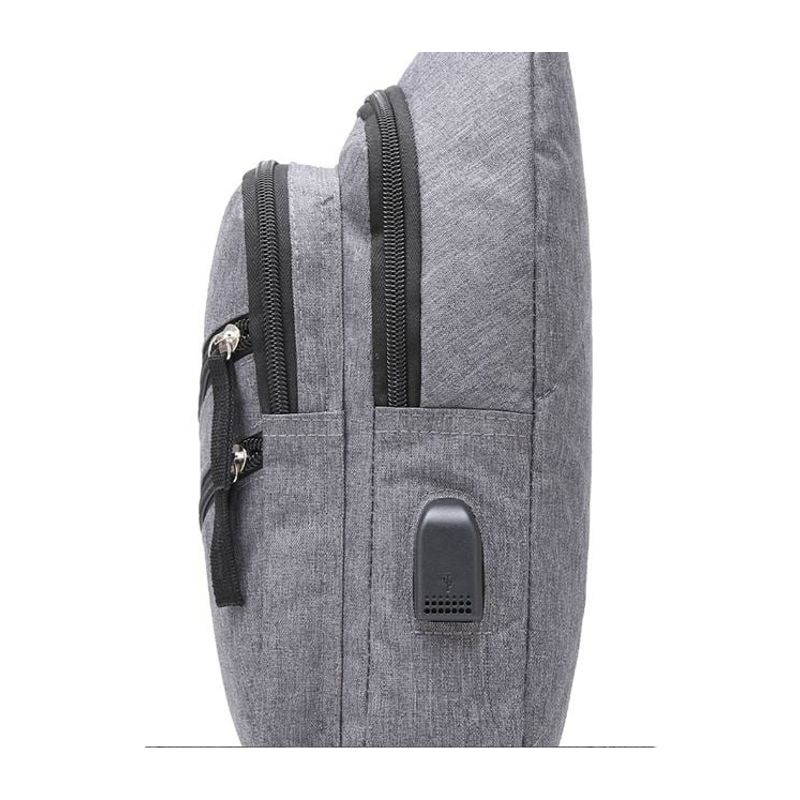 Fashion, accesorii si bijuterii - Barbati - Accesorii barbati - Genti si rucsacuri barbati - Rucsac pentru Barbati cu USB si Port Casti, 18x8x32cm, gri - Infinity.ro